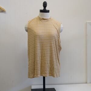 Apt. 9 Tan Ribbed Sleeveless tanktop yellow stripes size XXL rayon